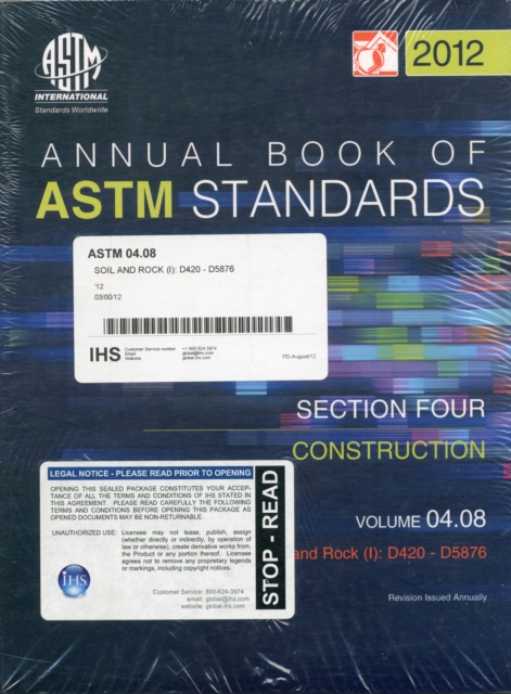 Annual Book of ASTM Standards : Soil and Rock (I) - D 420 - D 5611 v.04.08, CD-ROM Book