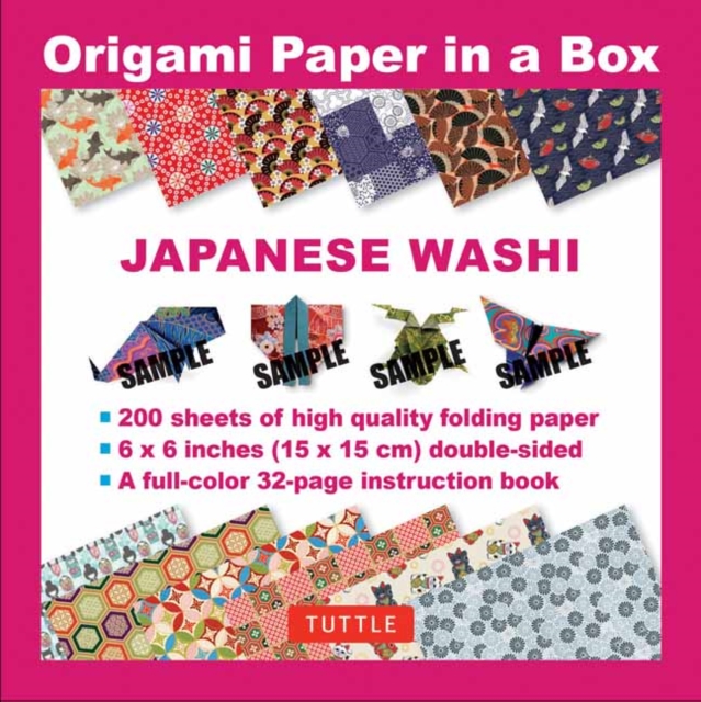 Origami Paper in a Box - Japanese Washi Patterns 200 sheets : 6x6 Inch High-Quality Origami Paper and  32-page Instructional Book, Kit Book