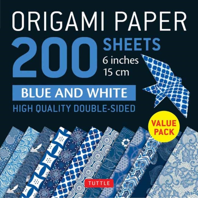 Origami Paper 200 sheets Blue and White Patterns 6" (15 cm) : Double Sided Origami Sheets Printed with 12 Different Designs (Instructions for 6 Projects Included), Notebook / blank book Book