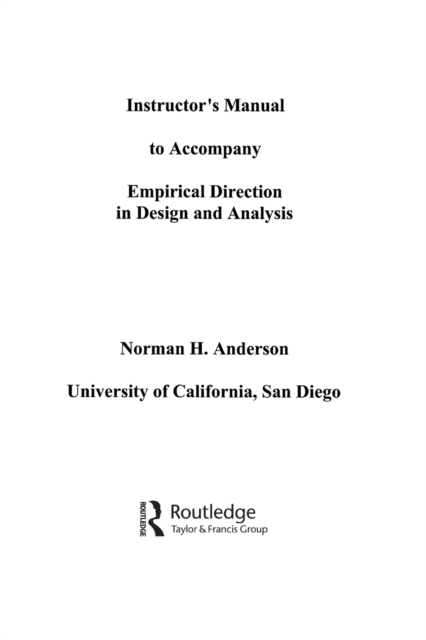 Empirical Direction in Design and Analysis, Paperback / softback Book