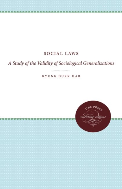 Social Laws : A Study of the Validity of Sociological Generalizations, Hardback Book