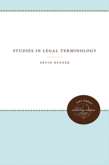 Studies in Legal Terminology, Hardback Book