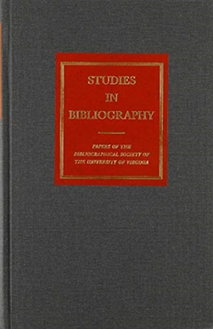 Studies in Bibliography, v. 60, Hardback Book