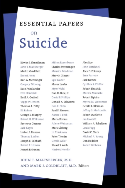 Essential Papers on Suicide, Hardback Book