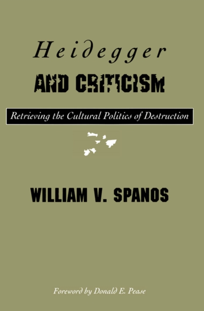 Heidegger And Criticism : Retrieving the Cultural Politics of Destruction, Hardback Book