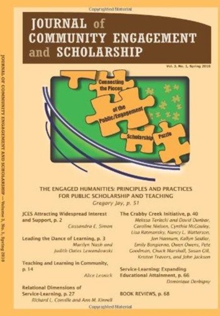 Journal of Community Engagement and Scholarship, Vol 3, No 1 : Spring 2010, Paperback / softback Book
