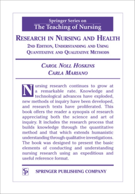 Research in Nursing and Health : Understanding and Using Quantitative and Qualitative Methods, Paperback / softback Book