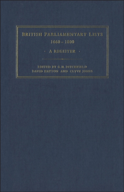British Parliamentary Lists, 1660-1880, PDF eBook