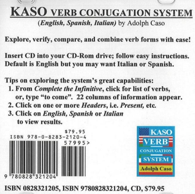 Kaso Verb Conjugation System CD : English, Spanish & Italian, CD-Audio Book