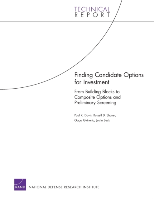 Finding Candidate Options for Investment : From Building Blocks to Composite Options and Preliminary Screening, Paperback / softback Book