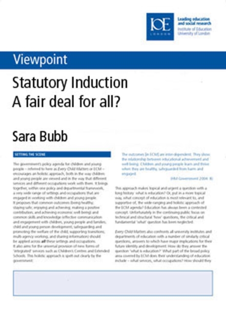 Statutory Induction : A fair deal for all?, Pamphlet Book