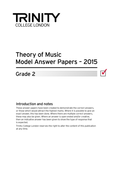 Trinity College London Theory Model Answers Paper (2015) Grade 2, Paperback / softback Book