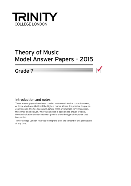 Trinity College London Theory Model Answers Paper (2015) Grade 7, Paperback / softback Book