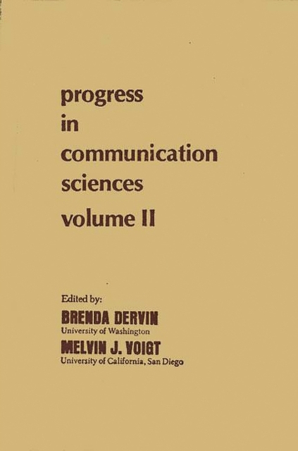 Progress in Communication Sciences, Volume 2, Hardback Book