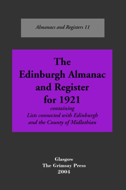 Edinburgh : An Almanac, 1921, Paperback / softback Book