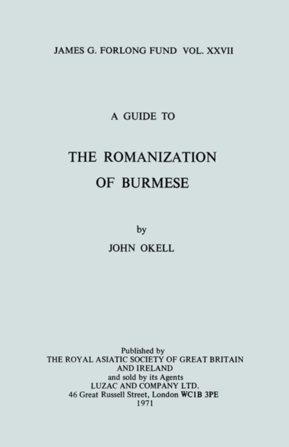 A Guide to the Romanization of Burmese, Paperback / softback Book