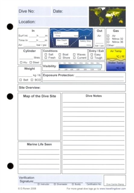 Blank Logbook Refill : Diving Logbook Refill Pack, Loose-leaf Book