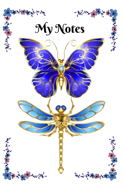 Blue and Gold Butterfly and Dragonfly Notebook, Paperback / softback Book