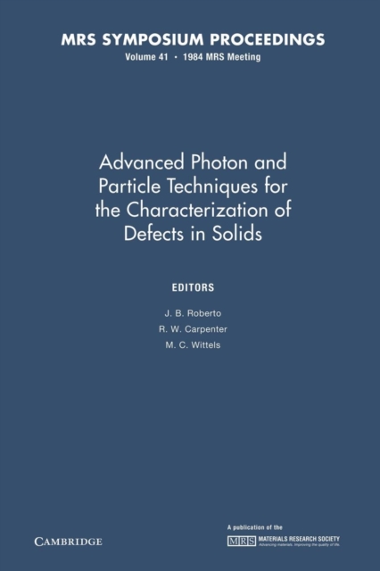 Advanced Photon and Particle Techniques for the Characterization of Defects in Solids: Volume 41, Paperback / softback Book