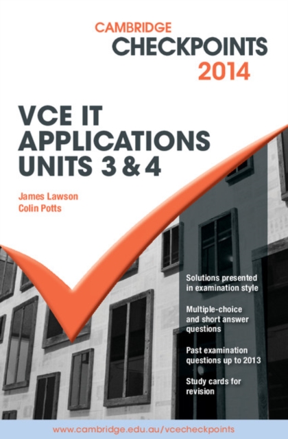 Cambridge Checkpoints VCE IT Applications Units 3 and 4 2014 and Quiz Me More, Mixed media product Book