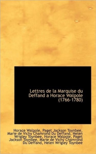 Lettres de La Marquise Du Deffand a Horace Walpole (1766-1780), Paperback / softback Book