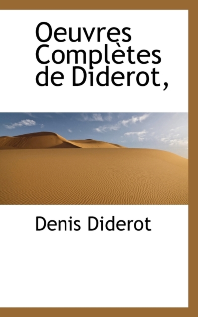 Oeuvres Completes de Diderot, Hardback Book