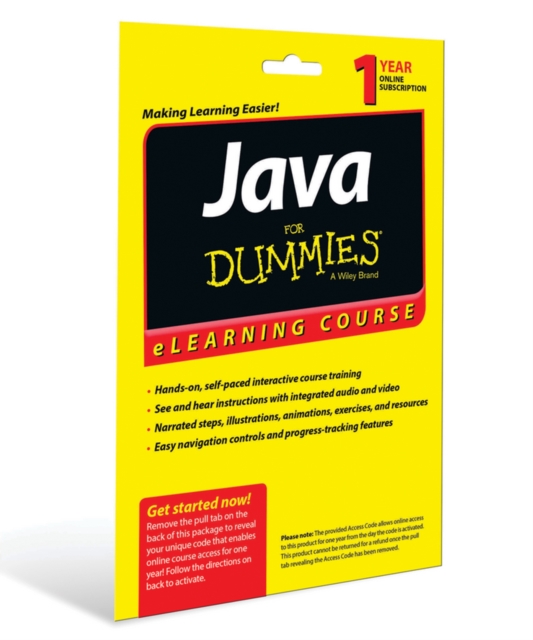 Java For Dummies eLearning Course Access Code Card (12 Month Subscription), Paperback / softback Book
