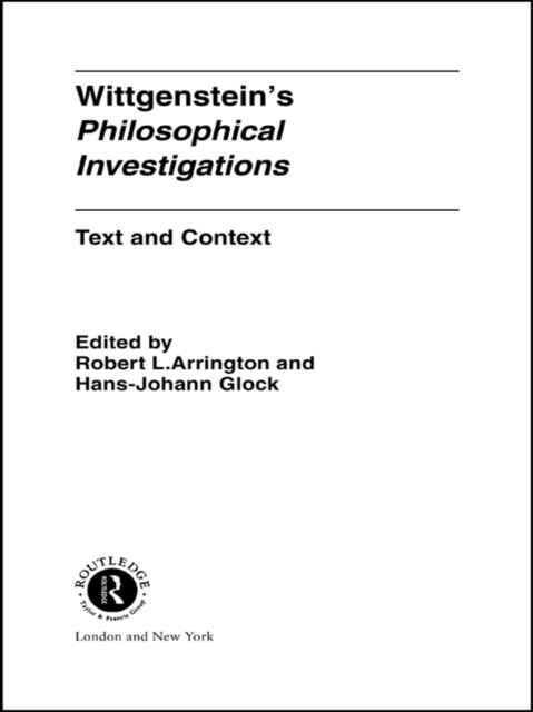 Wittgenstein's Philosophical Investigations : Text and Context, EPUB eBook
