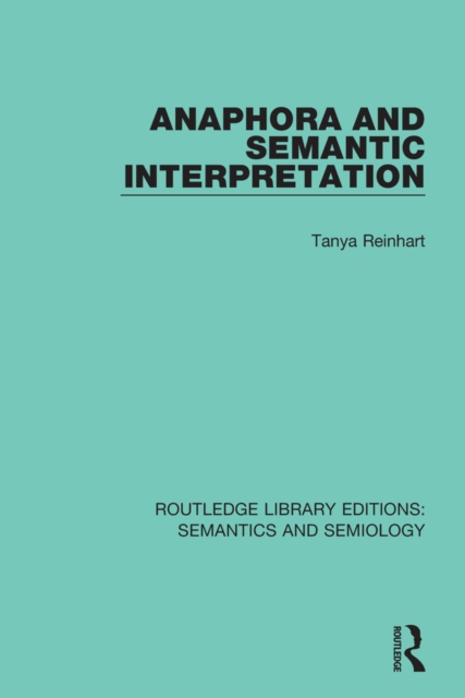 Anaphora and Semantic Interpretation, EPUB eBook