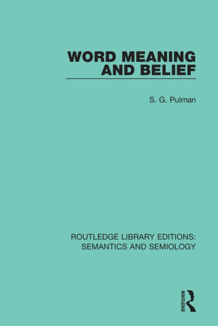 Word Meaning and Belief, PDF eBook
