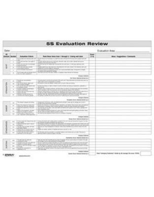 5S: Evaluation Review Form, Loose-leaf Book