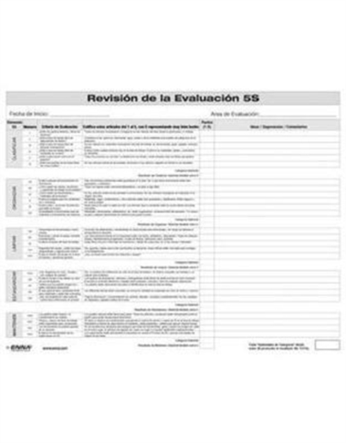 5S Evaluation Review Form (Spanish), Loose-leaf Book