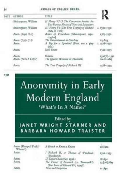 Anonymity in Early Modern England : 'What's In A Name?', Paperback / softback Book