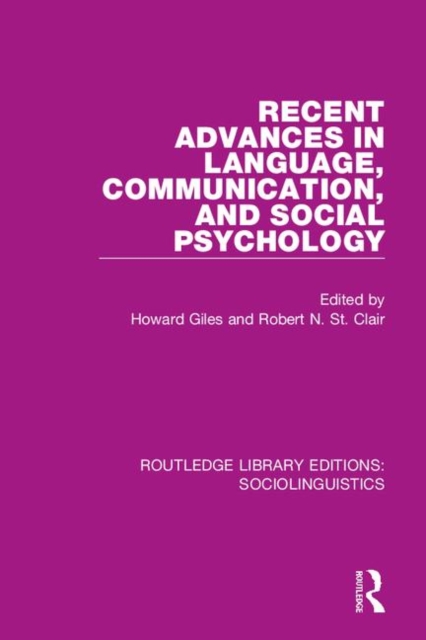 Recent Advances in Language, Communication, and Social Psychology, Hardback Book