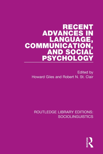 Recent Advances in Language, Communication, and Social Psychology, Paperback / softback Book