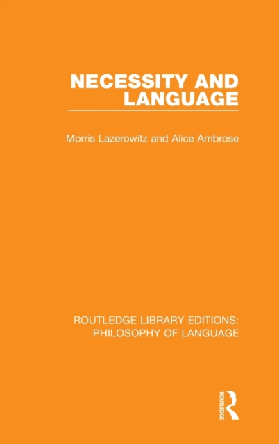 Necessity and Language, Hardback Book