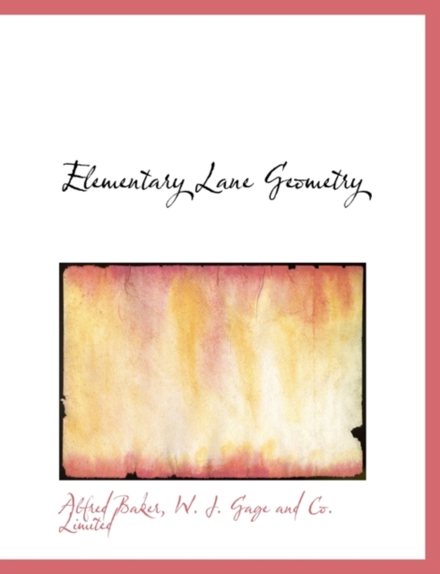 Elementary Lane Geometry, Hardback Book