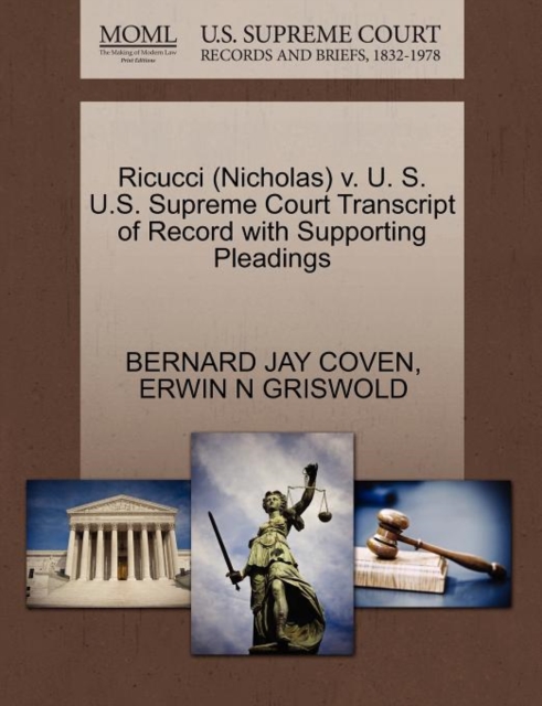 Ricucci (Nicholas) V. U. S. U.S. Supreme Court Transcript of Record with Supporting Pleadings, Paperback / softback Book