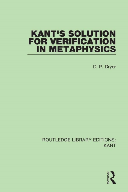 Kant's Solution for Verification in Metaphysics, EPUB eBook