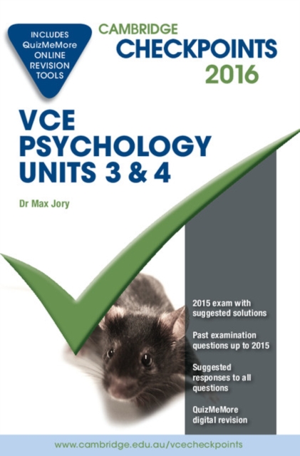 Cambridge Checkpoints VCE Psychology Units 3 and 4 2016 and Quiz Me More, Mixed media product Book