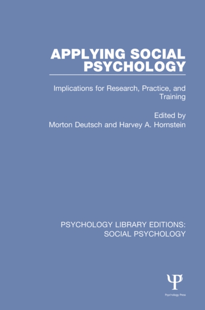 Applying Social Psychology : Implications for Research, Practice, and Training, EPUB eBook