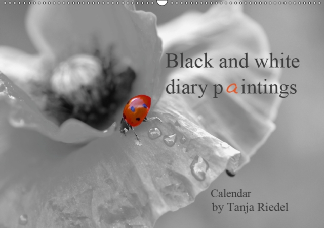 Black and white diary paintings by Tanja Riedel Great Britain Edition 2019 : Great black and white photographs with a small splash of color as a great contrast in the image, Calendar Book