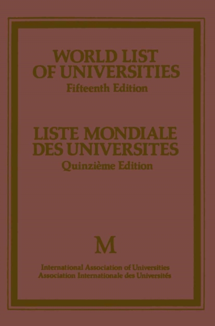 World List of Universities / Liste Mondiale des Universites, PDF eBook