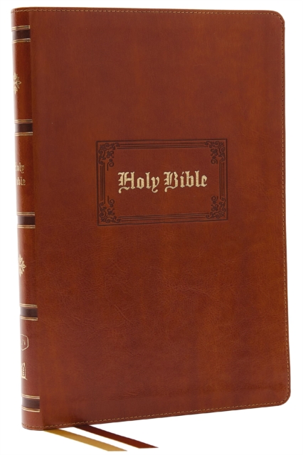 KJV Holy Bible: Giant Print Thinline Bible, Tan Leathersoft, Red Letter, Comfort Print (Thumb Indexed): King James Version (Vintage Series), Leather / fine binding Book