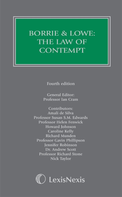 Borrie and Lowe: The Law of Contempt, Hardback Book