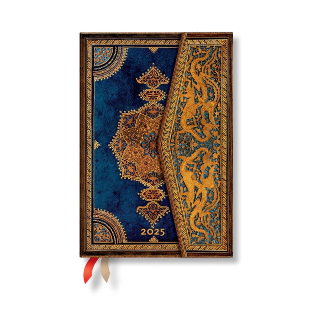 Safavid Indigo (Safavid Binding Art) Mini 12-month Horizontal Hardback Dayplanner 2025 (Wrap Closure), Hardback Book