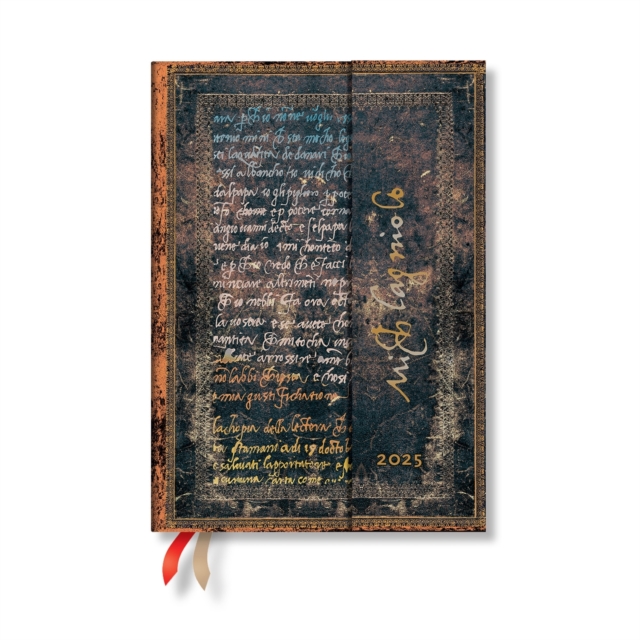 Michelangelo, Handwriting (Embellished Manuscripts Collection) Midi 12-month Vertical Hardback Dayplanner 2025 (Wrap Closure), Hardback Book