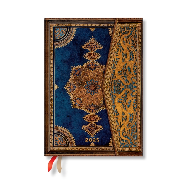 Safavid Indigo (Safavid Binding Art) Midi 12-month Vertical Hardback Dayplanner 2025 (Wrap Closure), Hardback Book