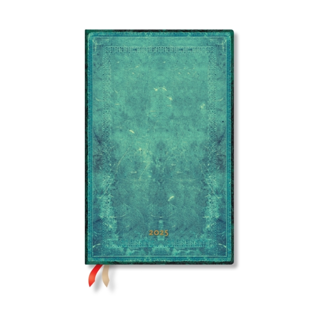 Pacific Blue Bold (Old Leather Collection) Maxi 12-month Horizontal Hardback Dayplanner 2025 (Elastic Band Closure), Hardback Book