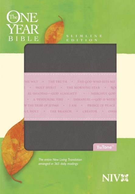 The One Year Bible NIV, Slimline Edition, TuTone (LeatherLike, Heather Gray/Pink), Leather / fine binding Book